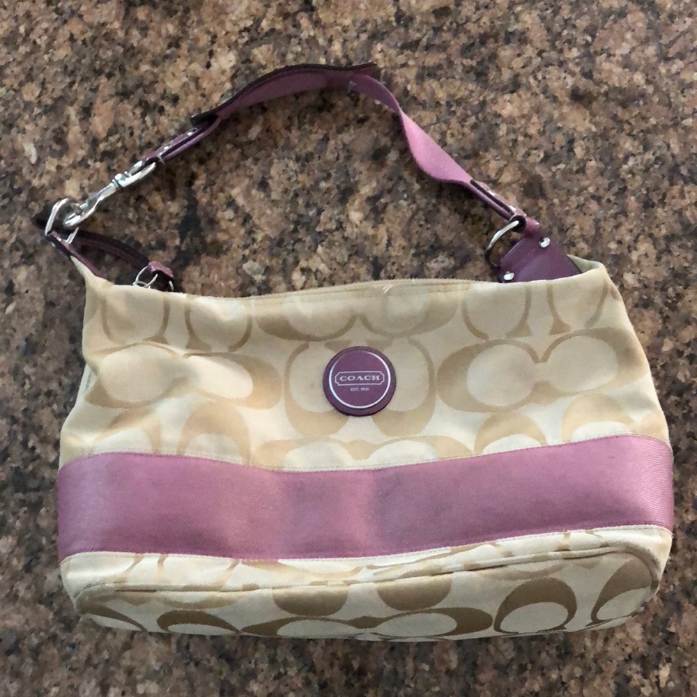 Tan and pink coach purse